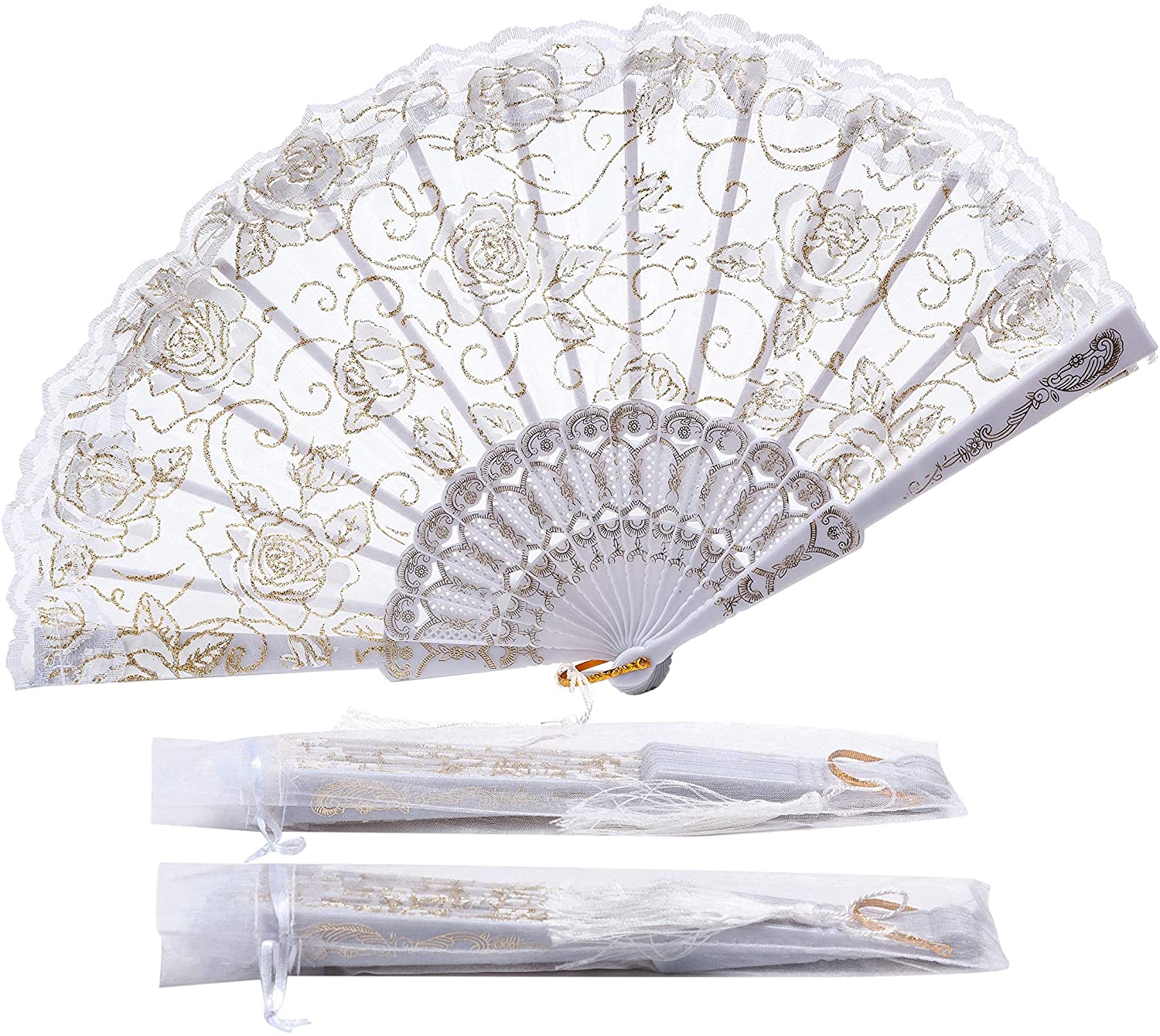 Rose Lace Floral Folding Hand Fan Wedding Favors