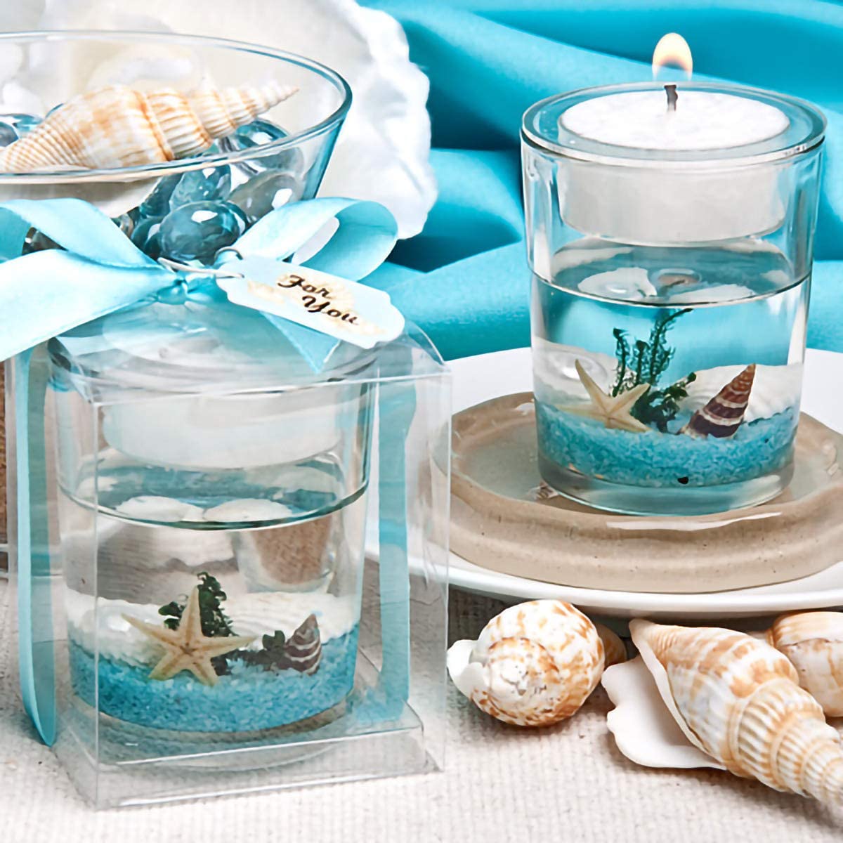Stunning Beach-themed Wedding Candle Favor
