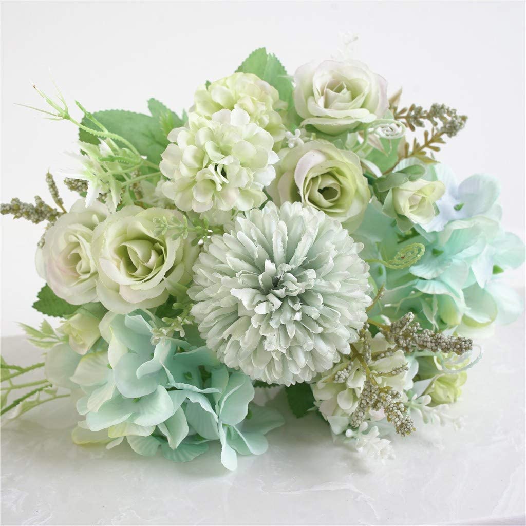 Gorgeous Artificial Peony Silk Hydrangea Bouquet - Green Bridal Bouquet