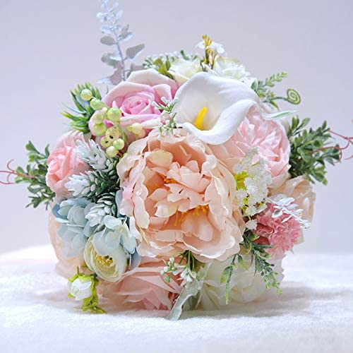 Artificial Pink Rose Romantic Wedding Bouquet