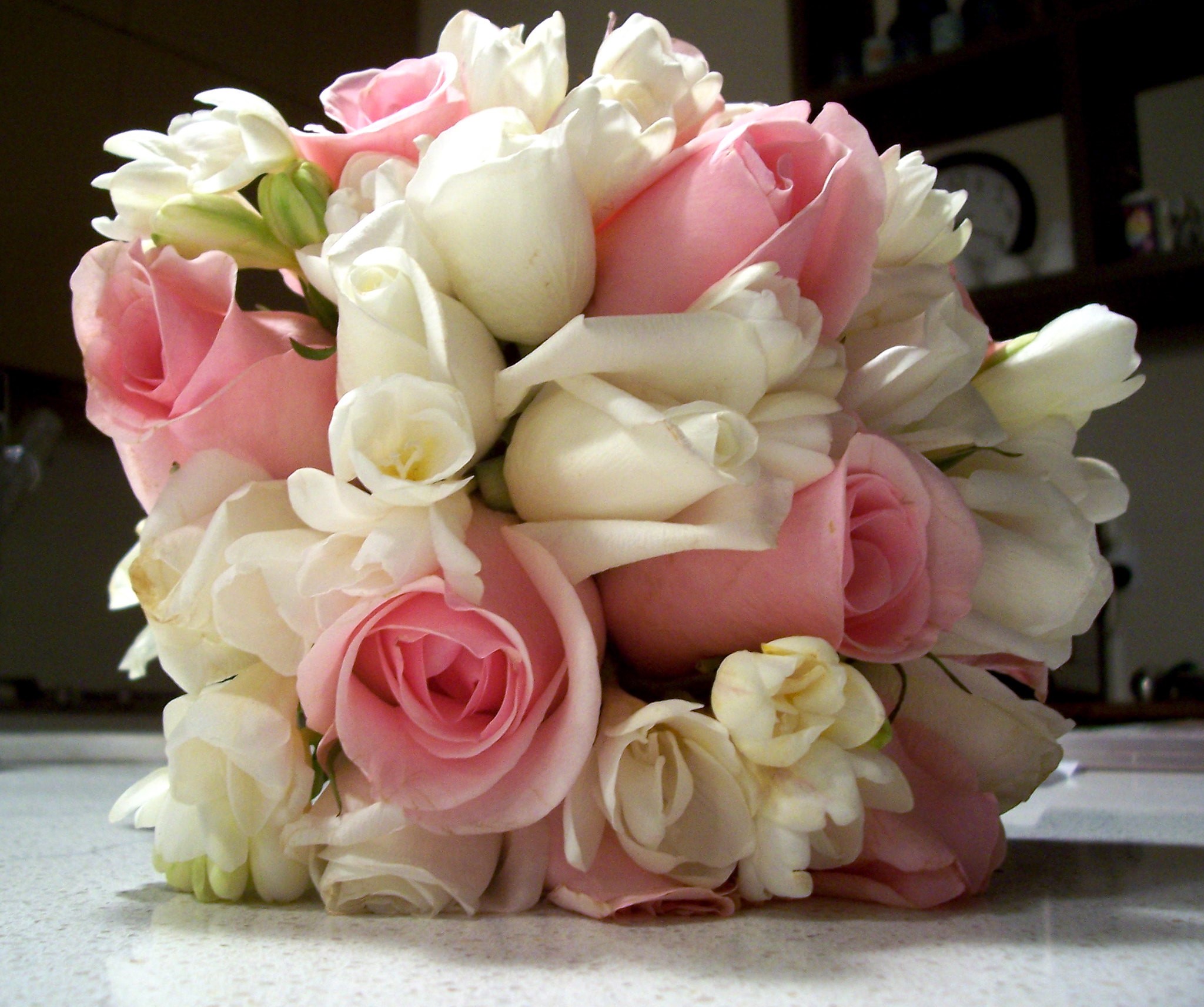 Romantic Pink and White Bridal Bouquet