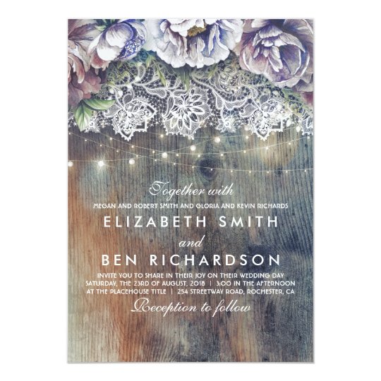 wedding invitations, floral wedding invitations, vintage wedding invitations, lace and flowers wedding invitation