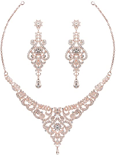 Crystal Wedding Statement Jewelry Set Necklace Earring Set