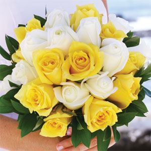 Beautiful White and Yellow Rose Bouquet