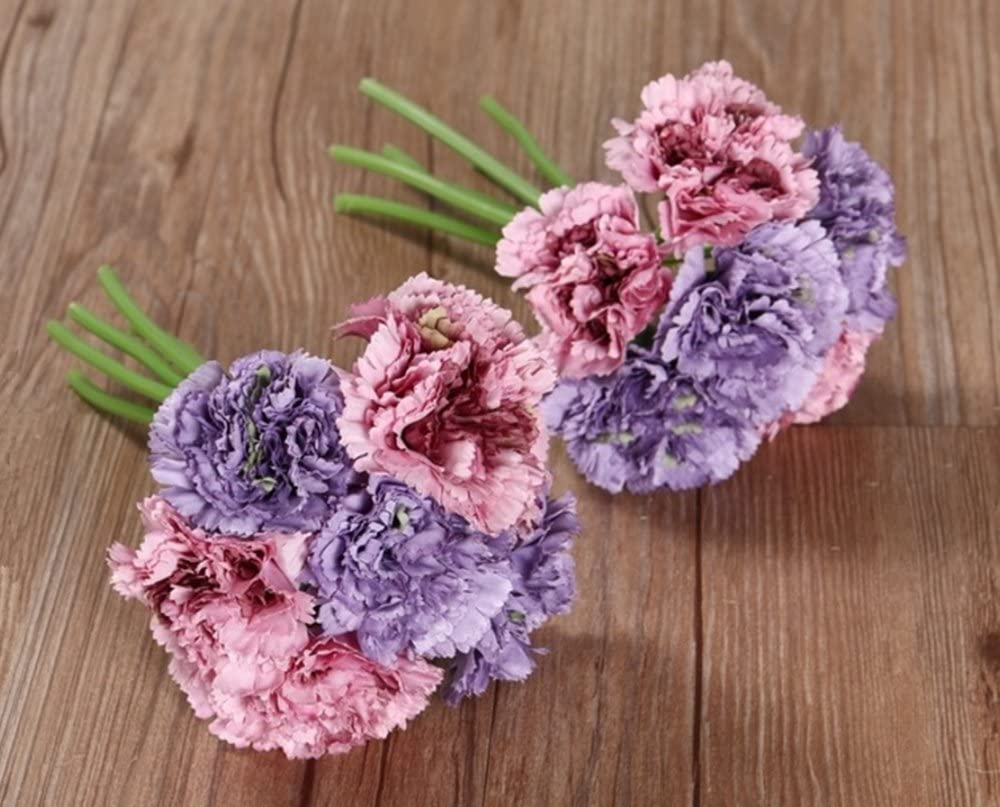 Silk Artificial Carnation Wedding Bouquets in a Purple and Pink Mix