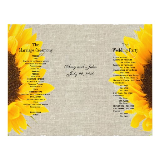 wedding programs, wedding program, wedding program ideas, sunflower wedding program, sunflower wedding programs