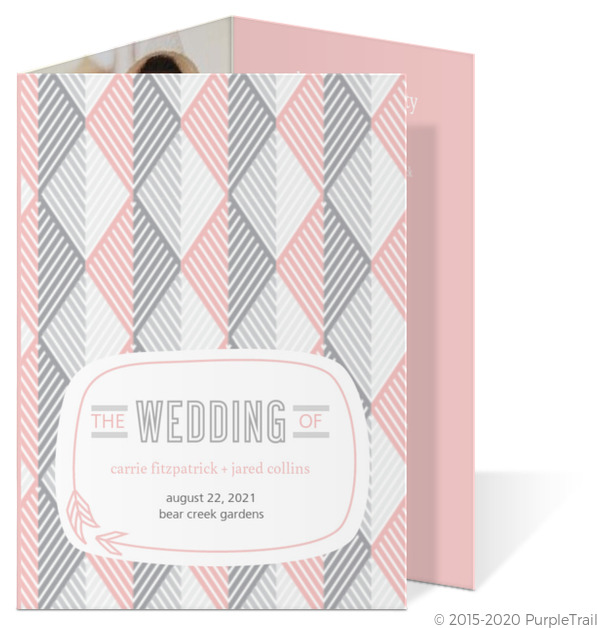 wedding program ideas, PINK AND GRAY GEOMETRIC ARROWS WEDDING PROGRAM, pink and gray wedding program