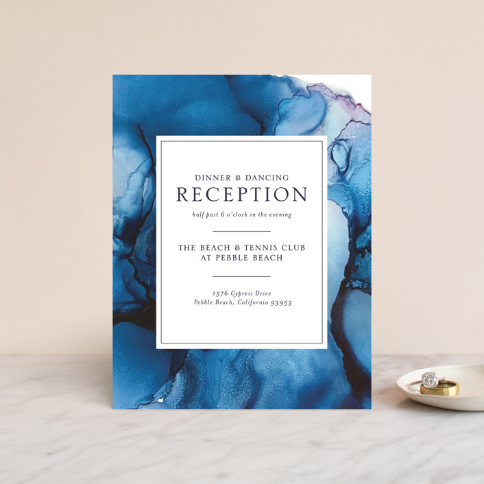 wedding reception invitations, wedding reception cards, wedding reception stationery, Blue Tides Wedding Receptions Card