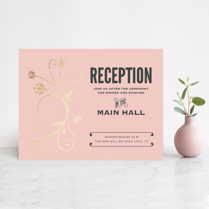 wedding reception invitations, wedding reception cards, wedding reception stationery, Vintage Blush Floral Wedding Reception Card