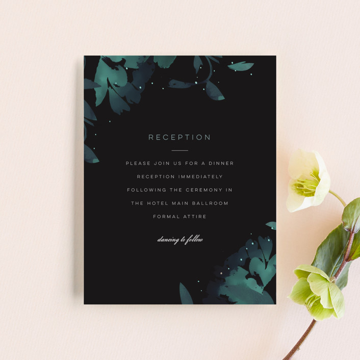wedding reception invitations, wedding reception cards, wedding reception stationery, Midnight Gardens Wedding Reception Card