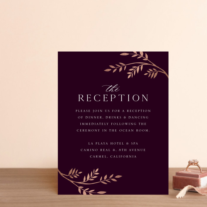 wedding reception invitations, wedding reception cards, wedding reception stationery, Striking Merlot Wedding Reception Card