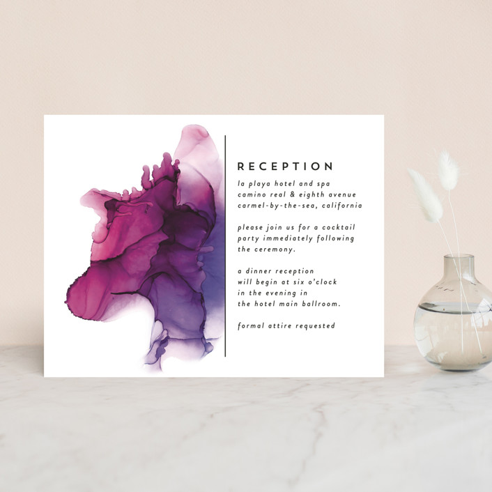wedding reception invitations, wedding reception cards, wedding reception stationery, Purple Saturated Wedding Reception Card