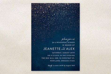 wedding rehearsal, wedding rehearsal dinner, wedding rehearsal dinner invitations, stardust rehearsal dinner invitations, starry rehearsal dinner invitations