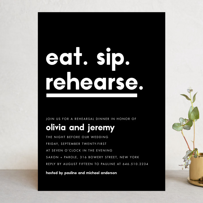 wedding rehearsal invitations, Refreshments Wedding Rehearsal Dinner Invitations, black and white rehearsal dinner invitations