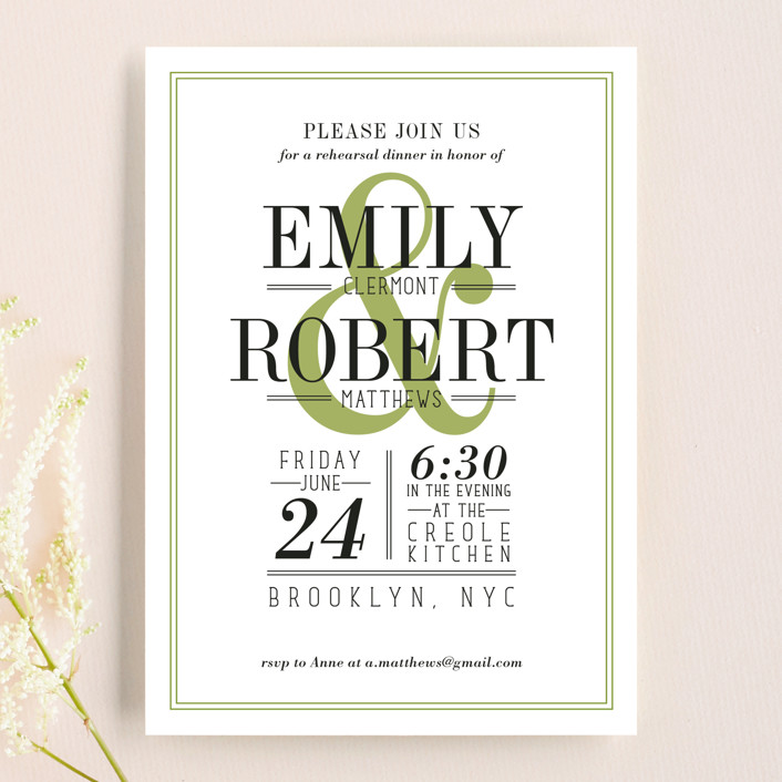 wedding rehearsal invitations, Wed in Type Rehearsal Invitations, modern wedding rehearsal dinner invitations
