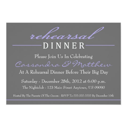wedding rehearsal dinner invitations, Stylish Rehearsal Dinner Party Invitation (Purple), purple and gray rehearsal dinner invitations