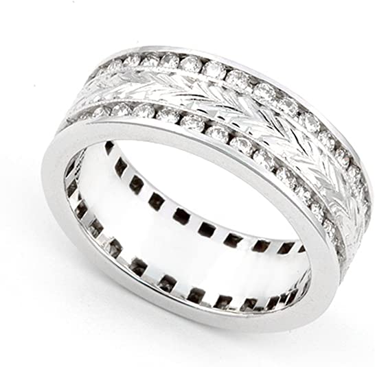wedding rings, wedding bands, wedding ring ideas, wedding band ideas, Platinum Channel set Diamond Eternity Wedding Band Ring