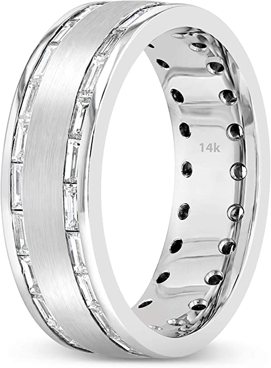 wedding rings, wedding bands, wedding ring ideas, wedding band ideas, Diamond Wedding Band-14K Solid White Gold Ring