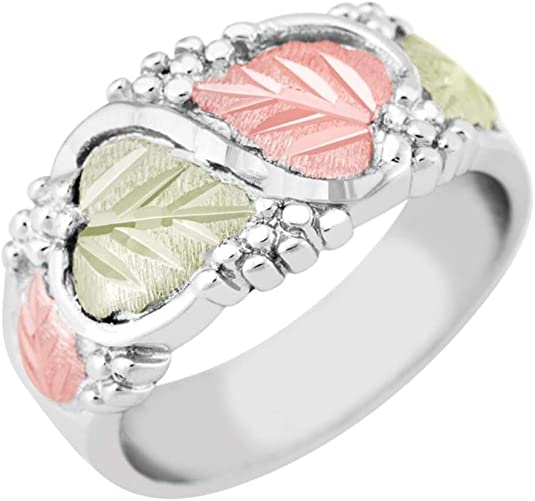 Fancy Victorian-Style Wedding Ring, Sterling Silver, 12k Green and Rose, wedding rings, wedding bands, wedding ring ideas, wedding band ideas