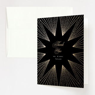 Wedding Thank you cards, wedding thank you notes, black starburst wedding thank you cards