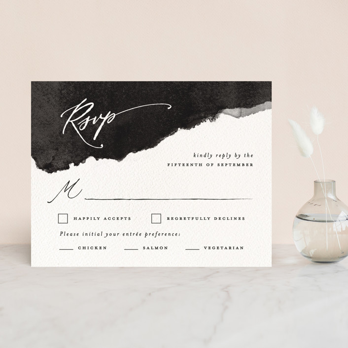 wedding response card, wedding RSVP card, black and white wedding response card