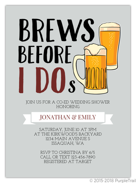 wedding stationery, couples shower invitation, brews before i do's couple wedding shower invite