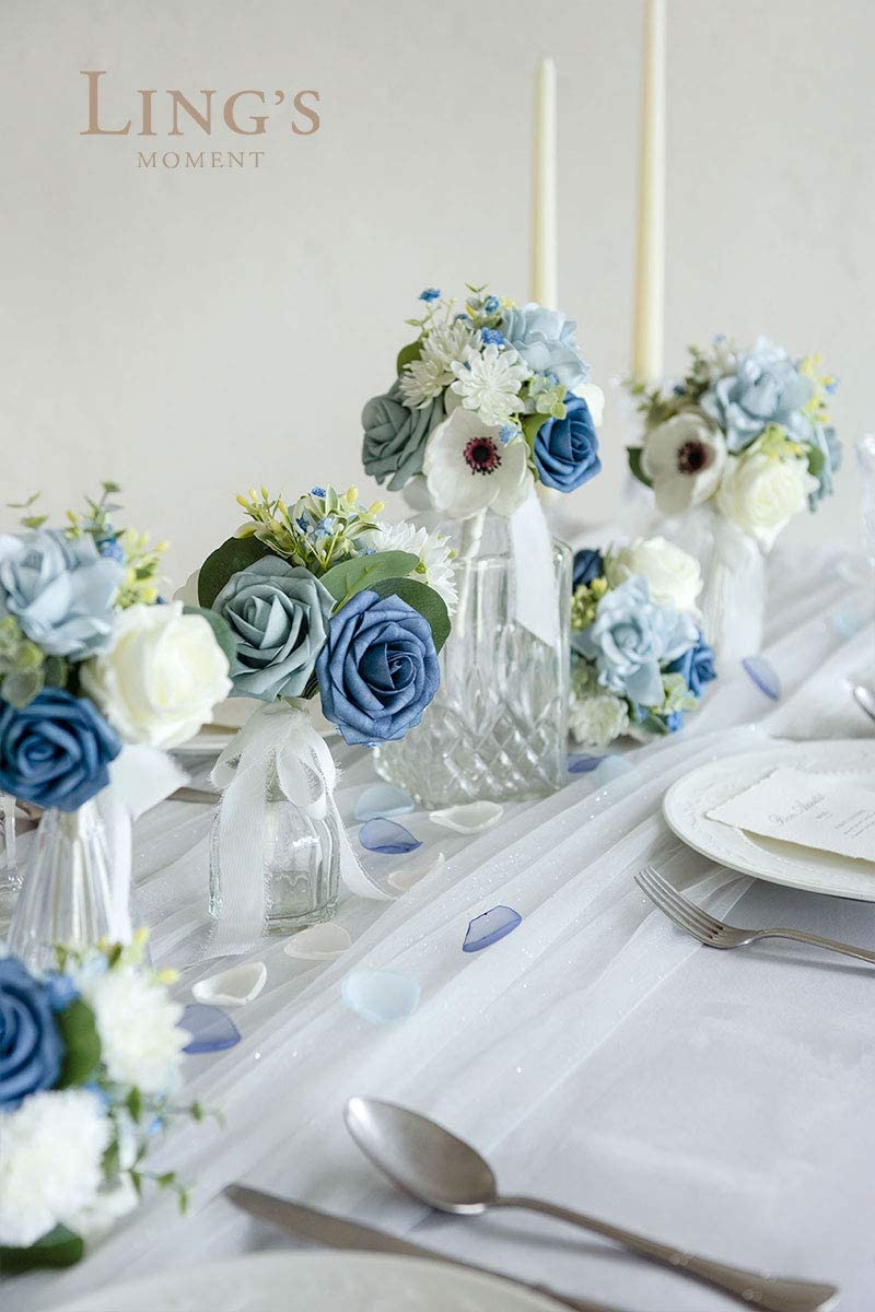 Dusty Blue Artificial Wedding Flowers For Wedding Table Centerpieces