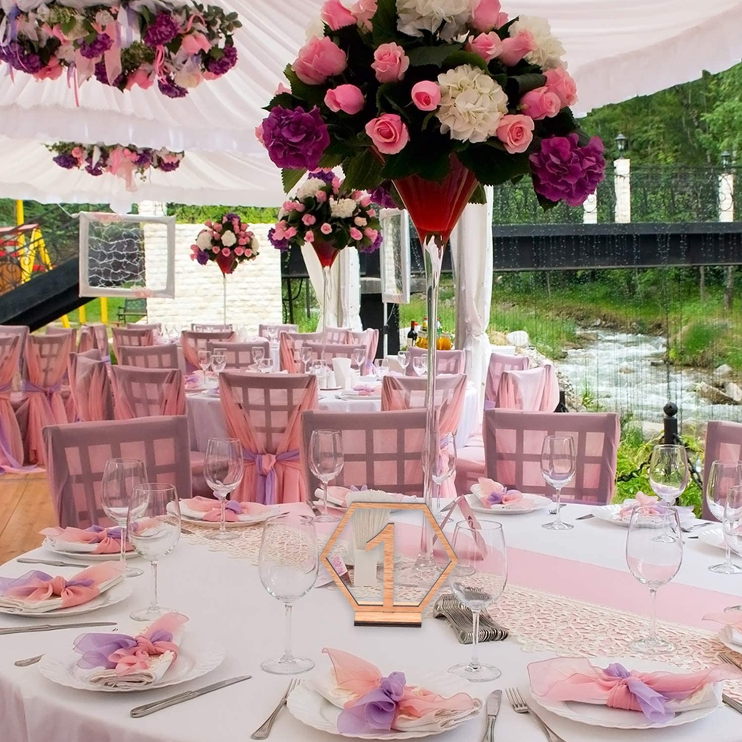 Wooden Table Numbers with Detachable Holder Base