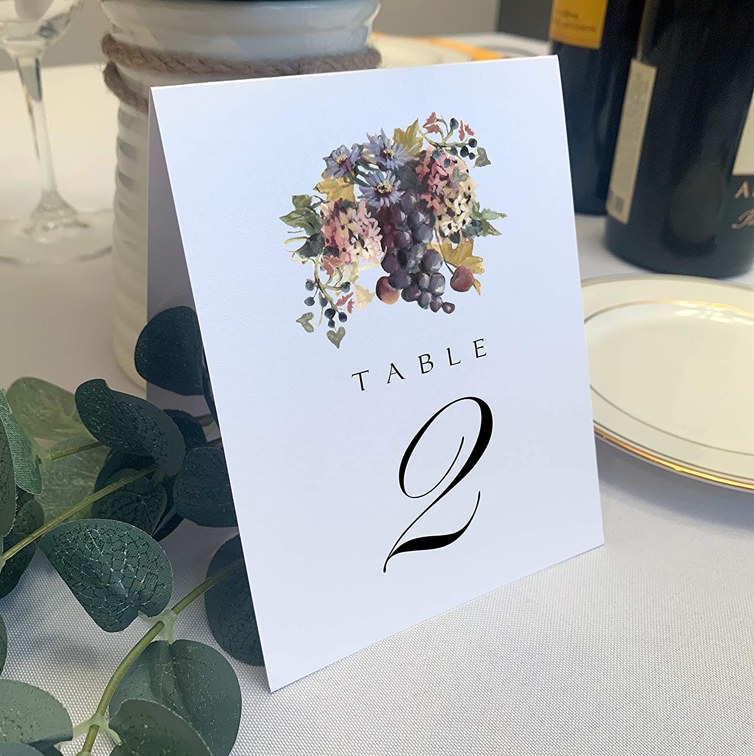 Wine Grapes and Chicory Wedding Table Numbers
