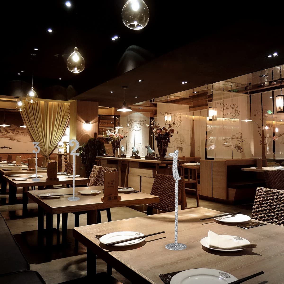 Silver Glitter Wedding Table Numbers