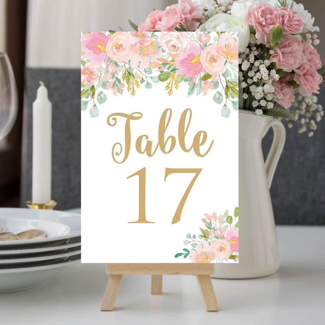 Navy Blush Floral Table Numbers
