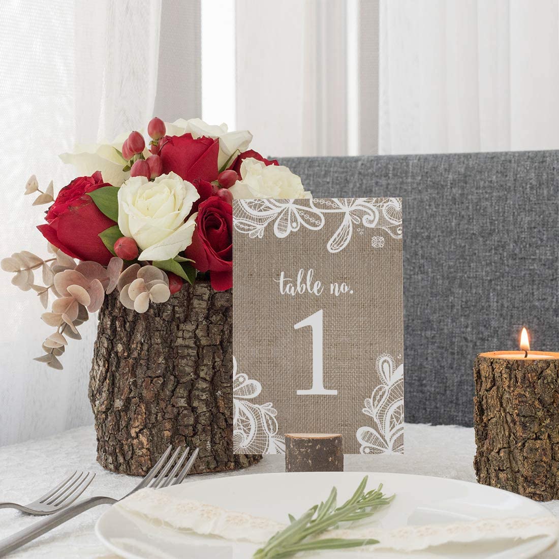 Burlap Lace Wedding Table Numbers