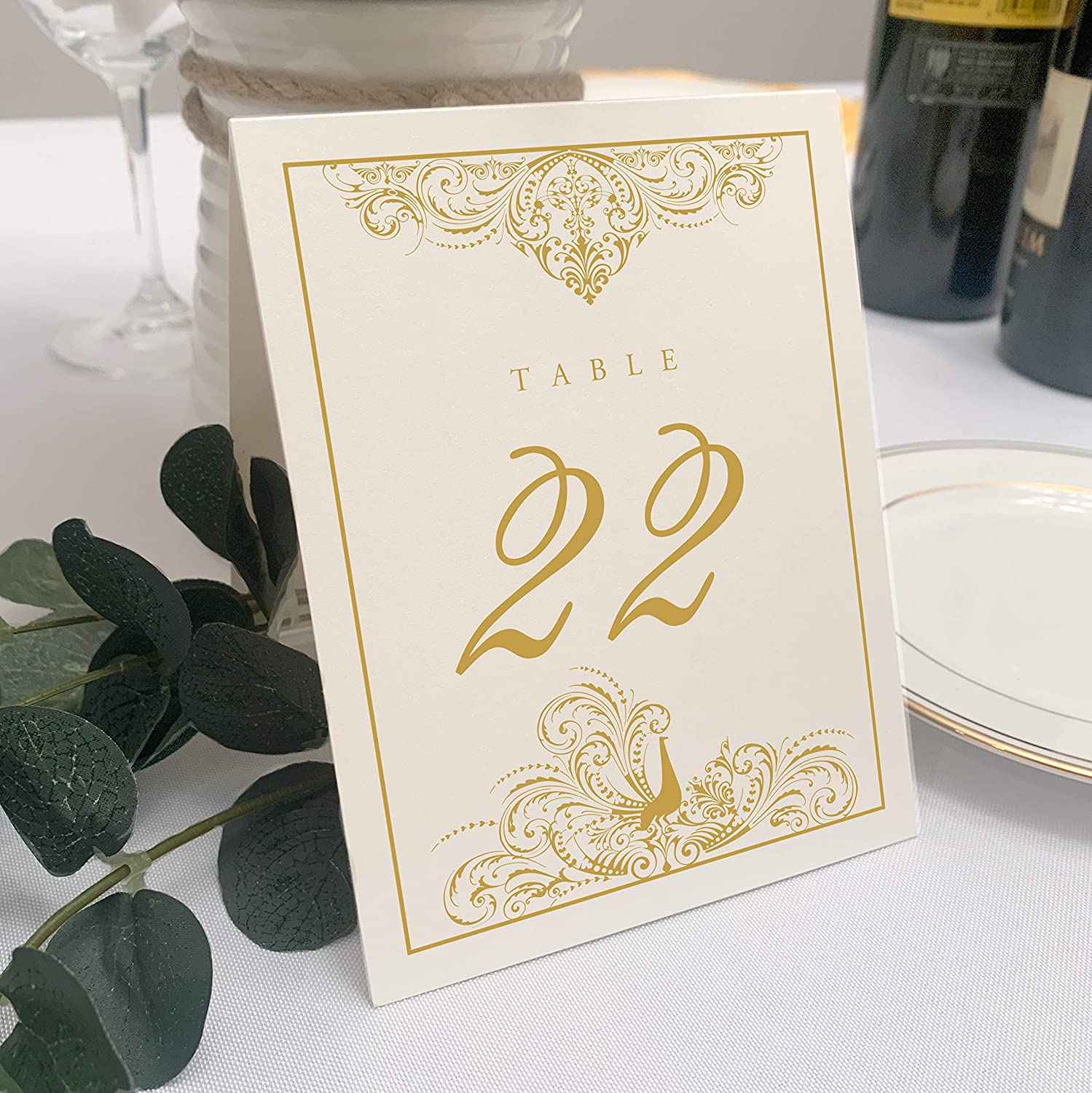 Peacock Flourish Wedding Table Numbers