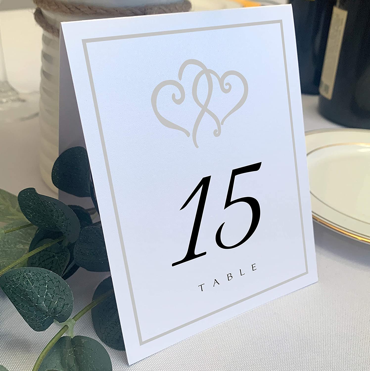 Hearts and Border Wedding Table Numbers