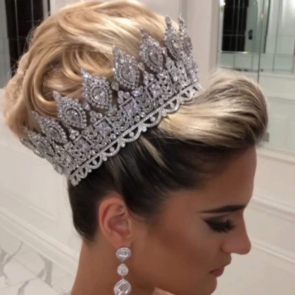 Luxury Big Cubic Zirconia Wedding Tiara