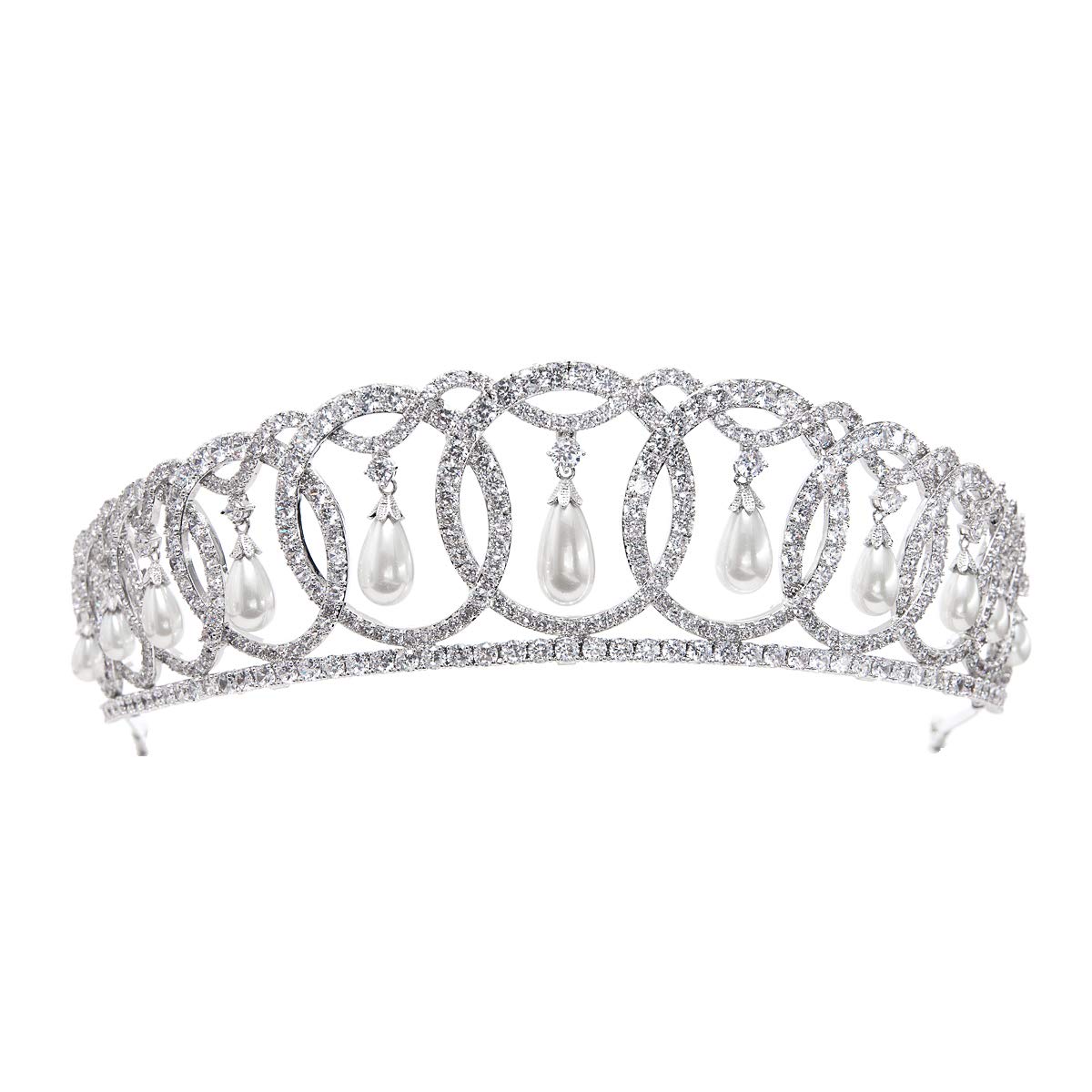 Classic Cubic Zirconia CZ Pearls Tiara