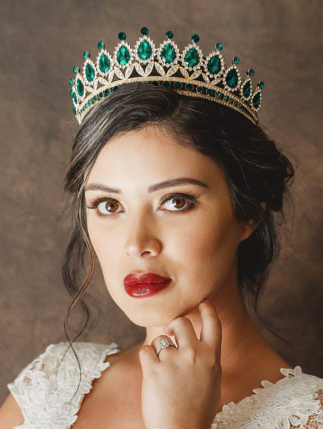 Green Rhinestone Wedding Tiara