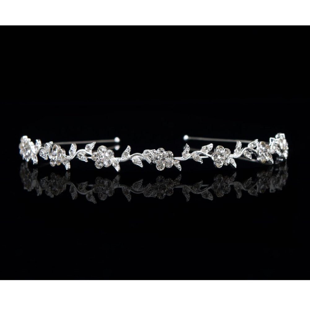 Wedding Crystal Bridal Flower & Leaves Headband Tiara