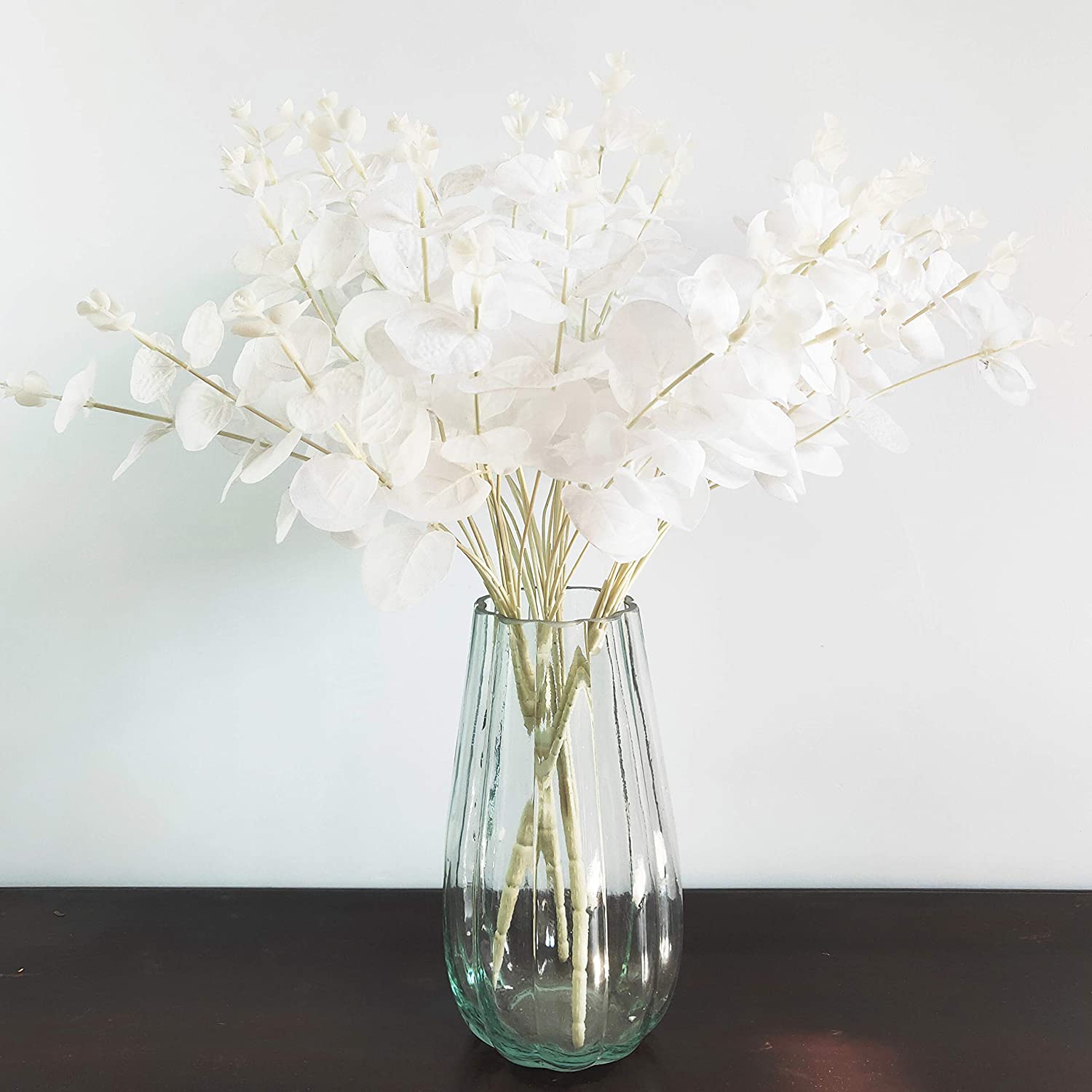 Artificial White Eucalyptus Leaves Faux Eucalyptus Stems for Wedding Decorations