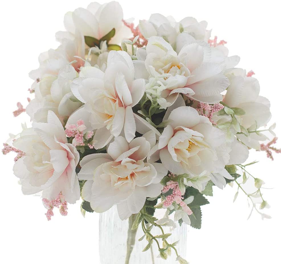 Artificial White Silk Peony Wedding Bouquet