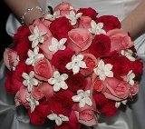 Pretty Pink, White and Red Bridal Bouquet