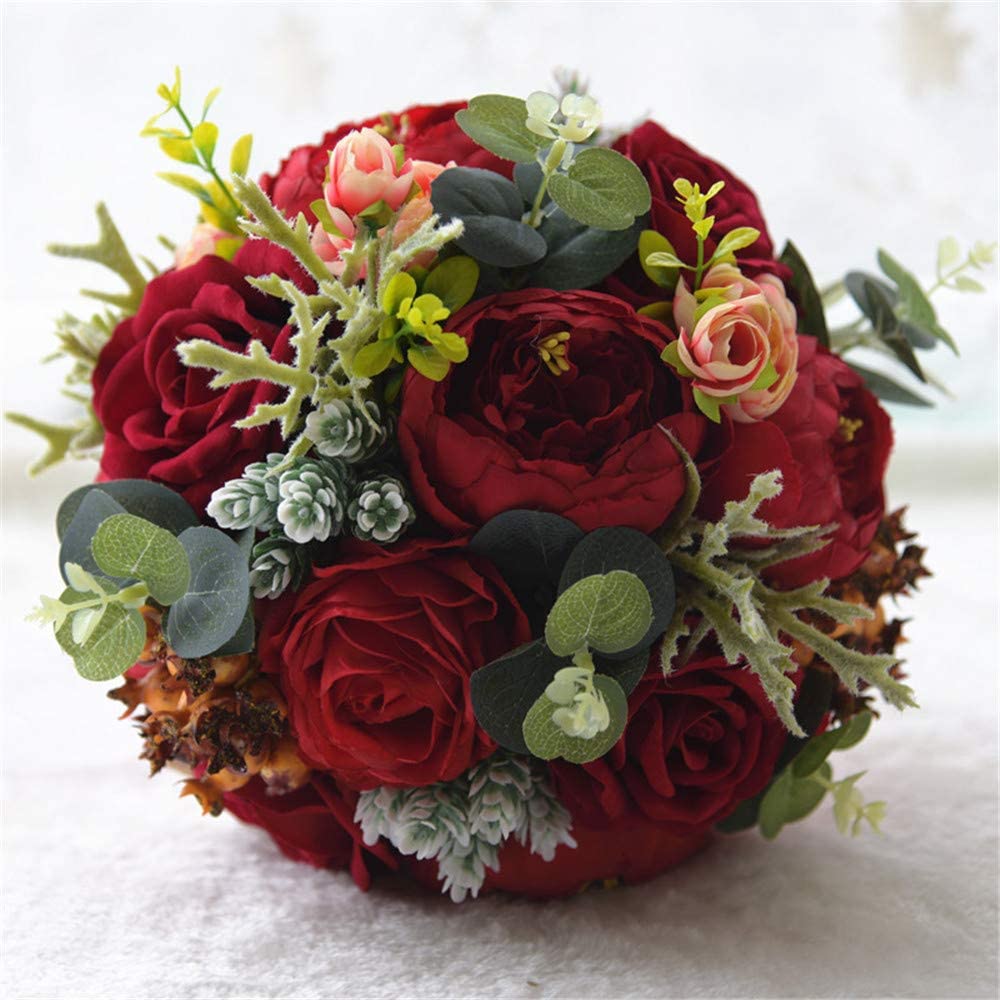 Red and Green Rustic Wedding Bouquet