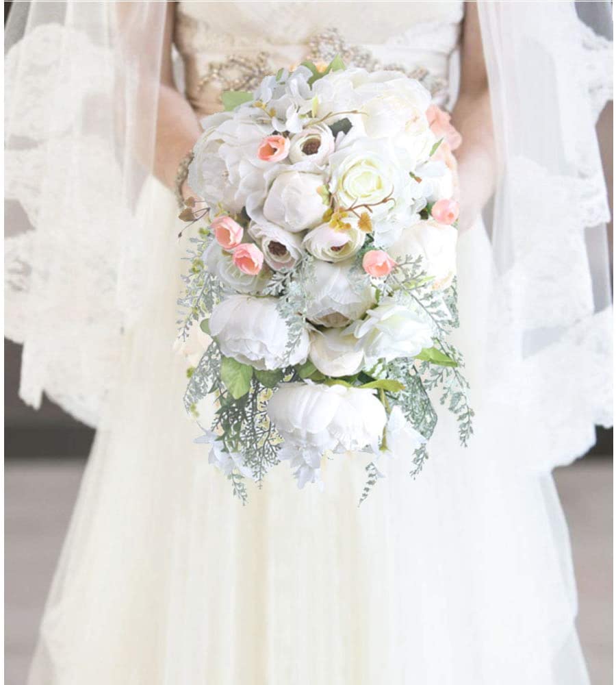 Beautiful White Handmade Peony Wedding Bouquet