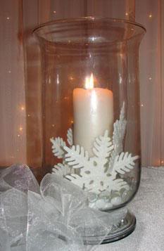 winter wedding decorations, candle and snowflake wedding centerpiece, winter wedding snowflake decor