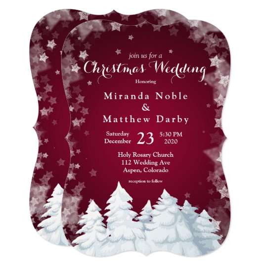 winter wedding invitations, red and white wedding invitations, white and red winter wedding invitations, Christmas Red Winter Wonderland Wedding Invitation