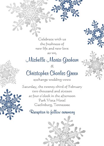 Winter Wedding Themes, Winter Wedding Invitations, Snowflake Wedding Invitations, Snowflake Wedding Stationery, Simple Navy Blue Silver Snowflake Winter Wedding Invitation