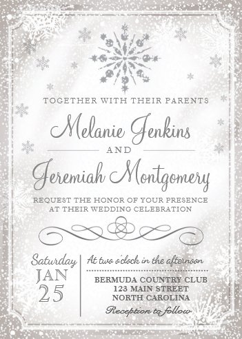 winter wedding themes, winter wedding stationery, Winter Wonderland Snowflake Wedding Invitations, winter wedding invitations, winter wonderland invitations