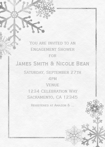 Winter Wonderland Wedding Ideas, Silver Tone Snowflakes Holiday Winter Invitation, white wedding invitations, white winter wedding invitations, snowflake wedding invitations