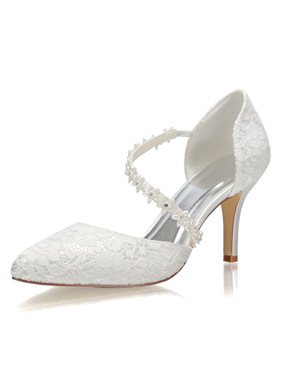 Women's Bridal Pumps With Flower Strap