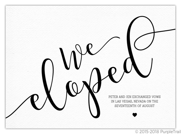 wedding announcements, WE ELOPED BLACK AND WHITE WEDDING ANNOUNCEMENT, elopement announcement